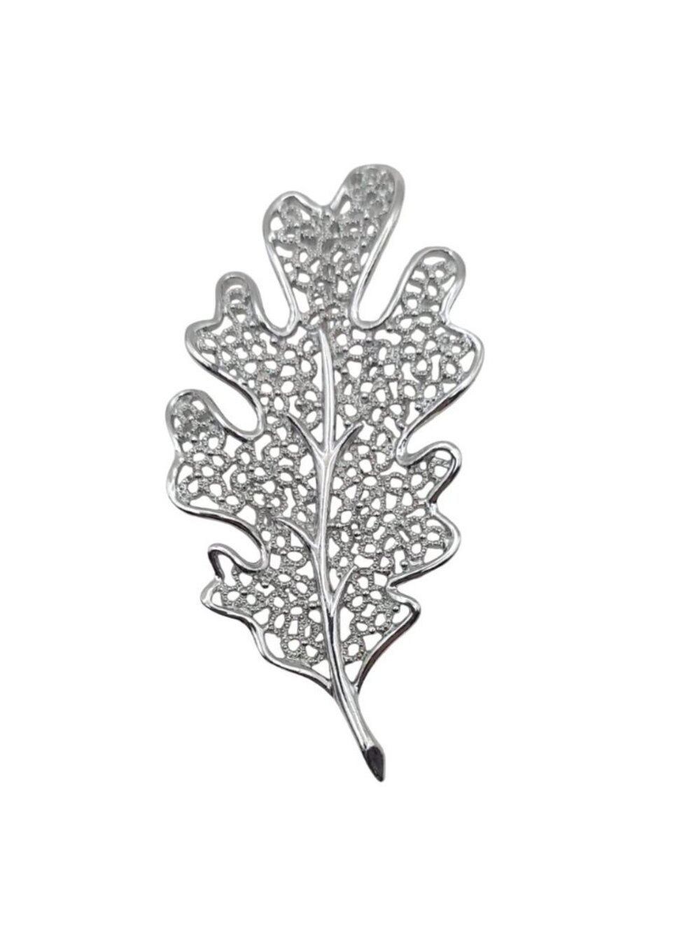 Sarah Coventry Frosted Leaves Brooch Pin Silver Tone Filigree Lace Vintage MCM